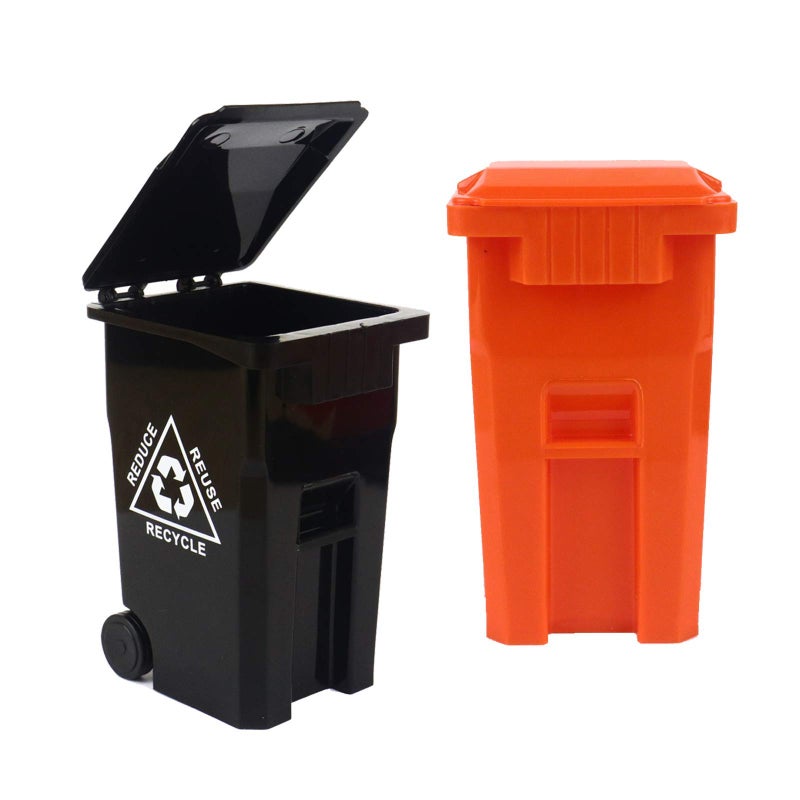 Wiosi Mini Garbage Trash Pen Holder for Desk and Tiny Recycle Bin Pencil Holder Black & Orange, Pack of 2 - Storage for Pencil & Pen | Office Stationery to Organize The Desk | Ideal for Student Work - Image 2